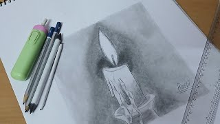 Realistic sketch of a burning Candle. 🕯 | by Rashi