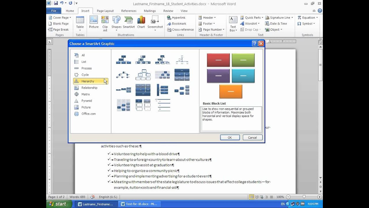 Activity 1.22: Inserting A SmartArt Graphic - YouTube