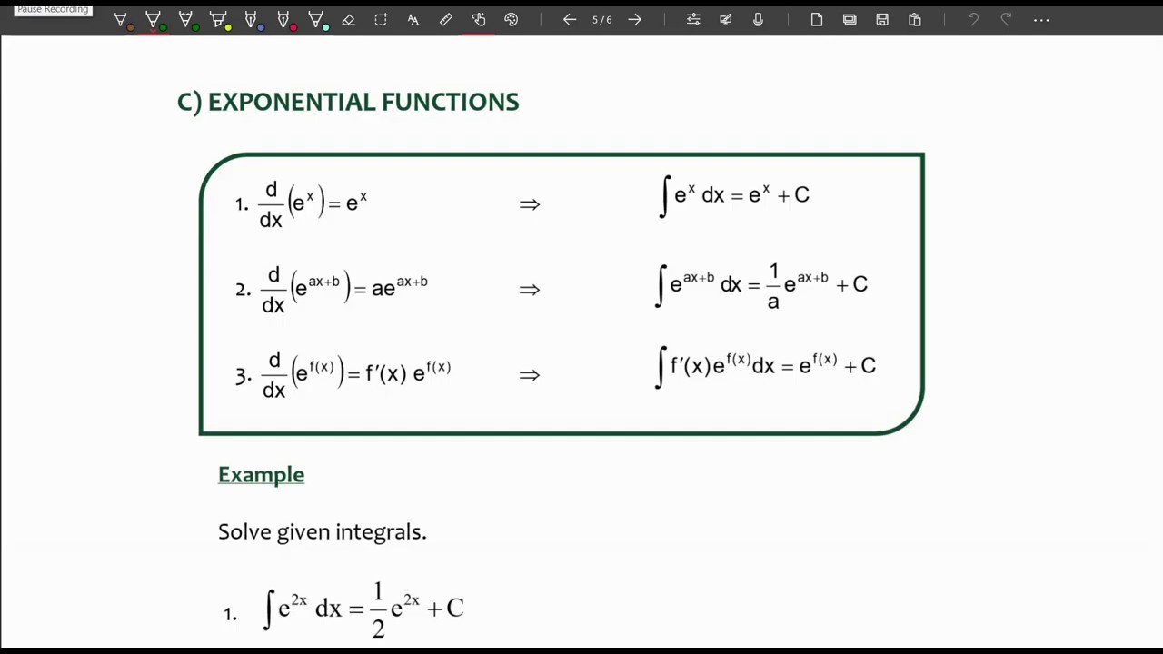 Indefinite Integral_Exponential Functions - YouTube