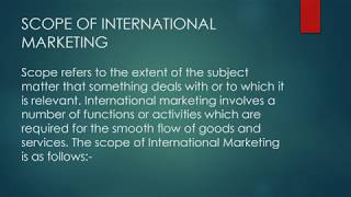 Scope of International Marketing