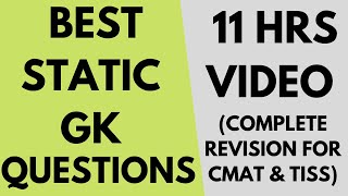 Top 650 Static GK questions | All GK topics for IIFT, XAT, CMAT & TISS | Full revision in 12 hrs