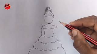 How to draw baby girl || how to drawing hair style with beautiful dress #@FarjanaDrawingAcademy