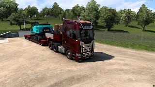 Scania S730 - Transport of an excavator | Euro Truck Simulator 2 | Logitech g29 Gameplay