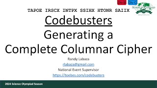 Codebusters - Generating a Complete Columnar Cipher