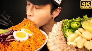 ASMR SPICY NOODLES 비빔면 & PORK BELLY BOSSAM 보쌈 MUKBANG 먹방 (No Talking) COOKING & EATING SOUNDS