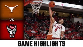 Texas vs. NC State Game Highlights | 2024-25 ACC Men's Basketball