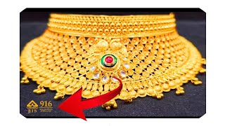 Just 23gm exclusive gold 22kt chokers | Malabar light weight gold choker designs | Gold Chokers