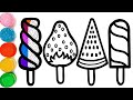 Learn Colors With Easy And Advanced Ice Cream Drawing Painting For beginners | Draw A Ice Cream