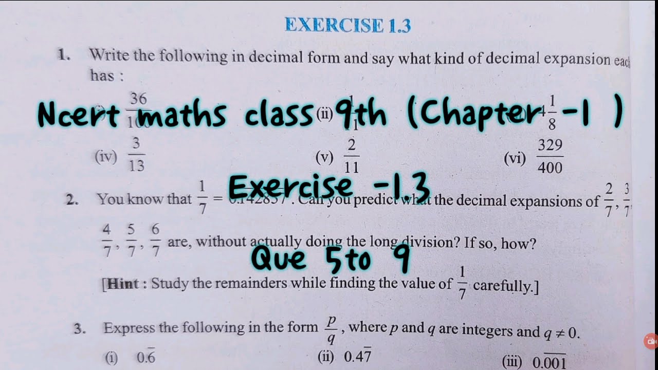 Maths Class 9 Chapter 1