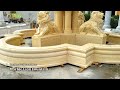 hand carved marble fountain with vivid lion statue from youfine factory