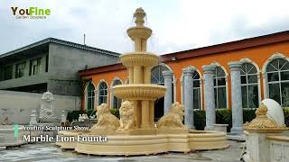 Hand Carved Marble Fountain with Vivid Lion Statue from YouFine Factory