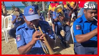 Royal PNG Constabulary Brass Band performing the National Anthem during 48th Independence Festival..