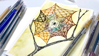 Easy Colorful Spider Web Doodle for Beginners With Arteza Twimarkers