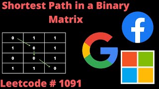SHORTEST PATH IN A BINARY MATRIX | LEETCODE 1091 | PYTHON BFS SOLUTION