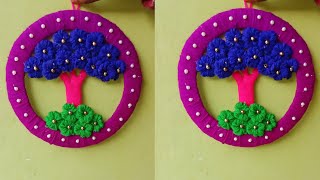 DIY woolen flower wall hanging craft ideas/easy three design wall decoration।।