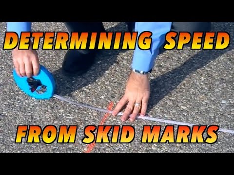 How do you determine the speed of a car from skid marks?