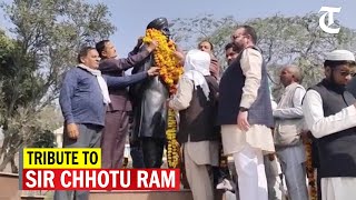 Karnal: Farmers pay tribute to Sir Chhotu Ram on the call of Sanyukt Kisan Morcha