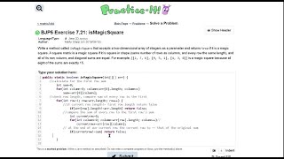 Java Practice It | Exercise 7.21: isMagicSquare | arrays, condition, 2D array