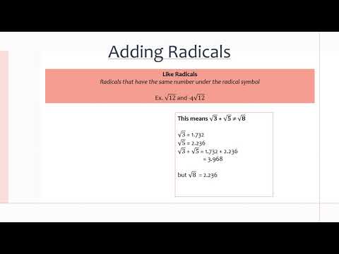 MCR3U/Grade 11 Functions: 3.4 Operations With Radicals - YouTube