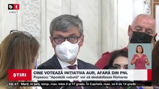 CINE VOTEAZĂ INIȚIATIVA AUR, AFARĂ DIN PNL_Stiri B1_2 nov 2021