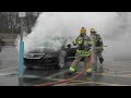 volkswagen burns at the walmart parking lot in whitehall pa.