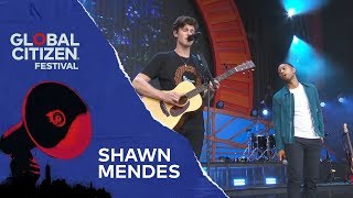 Shawn Mendes Performs Youth with John Legend Global Citizen Festival NYC 2018