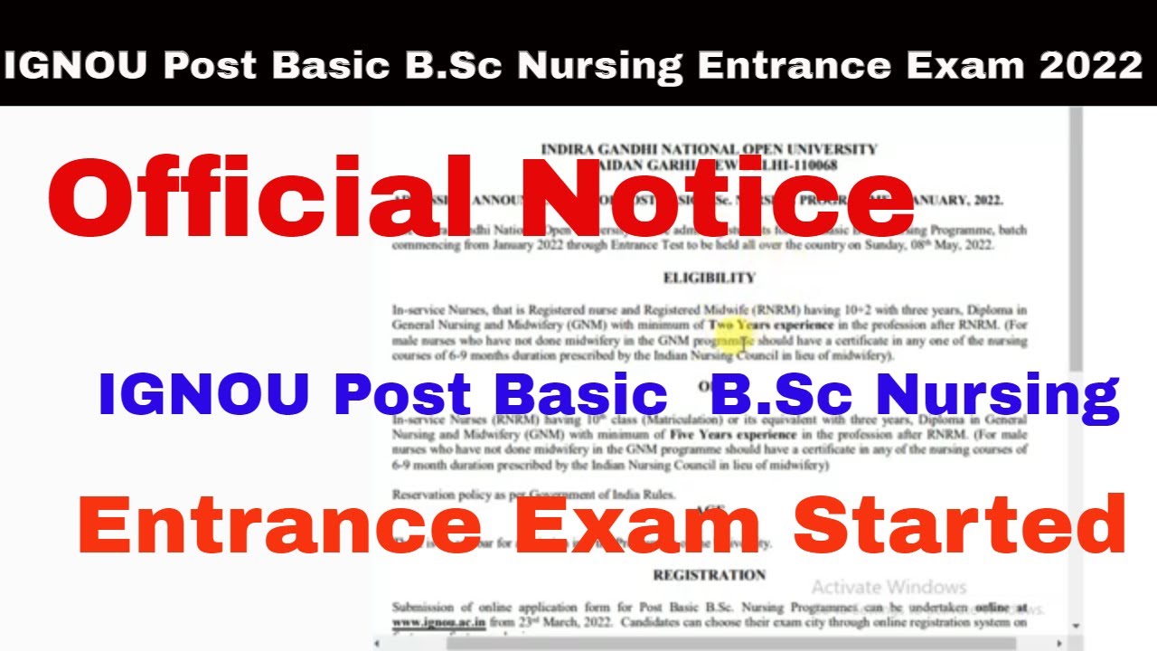 IGNOU Post Basic B.Sc Nursing Entrance Exam Started | IGNOU Entrance ...