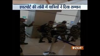 Watch: CRPF jawans welcomed with a thunderous applause at Jammu airport