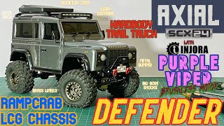 SCX24 Land Rover Defender D90 Build - RampCrab LCG chassis and Injora Purple Viper brushless motor!