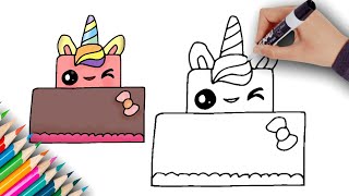 💗🌈 How to draw a birthday cake KAWAII CUTE