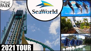 SeaWorld Orlando 2021 4K Tour and Overview | Detailed Theme Park Tour Orlando Florida Coasters 60fps