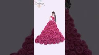 Satisfying Creative 3D Art | Girls with 3D beautiful dresses | Flower Fashion Illustrations #Shorts