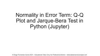 Normality in Error Term. Q-Q Plot and Jarque-Bera Test in Python (Jupyter)