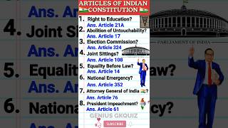 IMPORTANT ARTICLES OF INDIAN CONSTITUTION/GENIUS GKQUIZ #articles #gk #indiagk #shorts #shortvideo