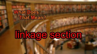 What does linkage section mean?