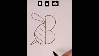 B = 🐝 | How to draw easy honeybee from letter B - Easy Honeybee  #shorts