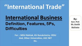 International Business | International Trade | B.COM | B.COM (H) | BBA | UGC NET