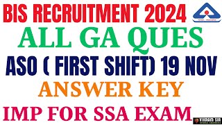 BIS Exam 2024 II ASO ANSWER KEY II By Vikram Sir