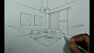 How To Draw a Simple Living Room in 2 Point Perspective Idea
