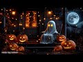 halloween night on a haunted porch 👻 glowing jack o lanterns u0026 ghost ambience 🎃 halloween music