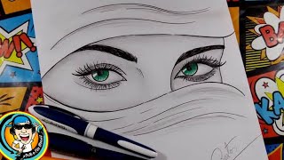 Como desenhar Garota com Véu - Desenho de olhos