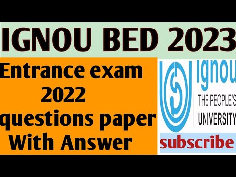 Ignou Bed Entrance Exam 2022 Questions Paper With Answer Youtube