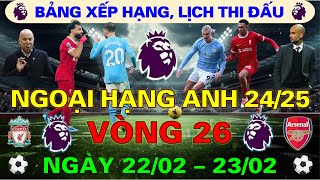 Lịch thi đấu, Bảng xếp hạng Vòng 26 Ngoại Hạng Anh | Premier League 2024/2025