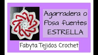 Posa fuentes o agarradera estrella en Crochet