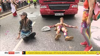 Police Arrest Just Stop Oil supporters at London Pride | Sky News | 1 July 2023 | Just Stop Oil