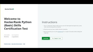 Python (Basic) Skills Certification Test Solution || Hackerrank Skill Verified