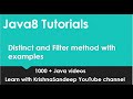 Java8 Streams tutorials | Distinct and Filter method on streams with example