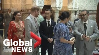 Meghan Markle, Prince Harry attend tea ceremony with Moroccan king
