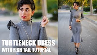 PATTERN HACK: DIY TURTLENECK DRESS WITH FISH TAIL TUTORIAL