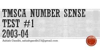 TMSCA Number Sense Test 1, 2003-2004